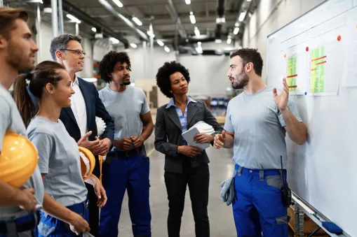 Plant floor production schedule board used to manage operational excellence as a growth strategy